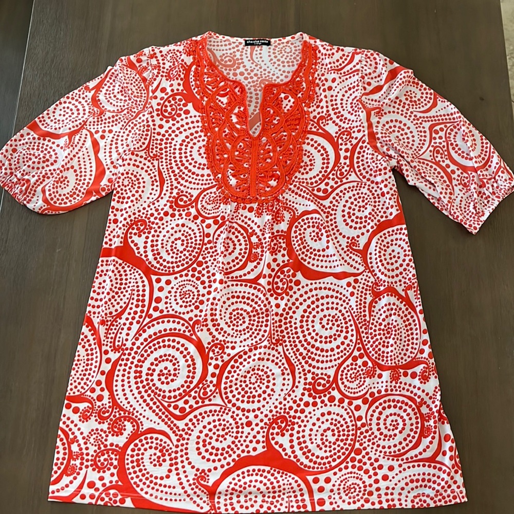 EUC Cha Cha Vente Orange and White Paisley X-large Women's Dress